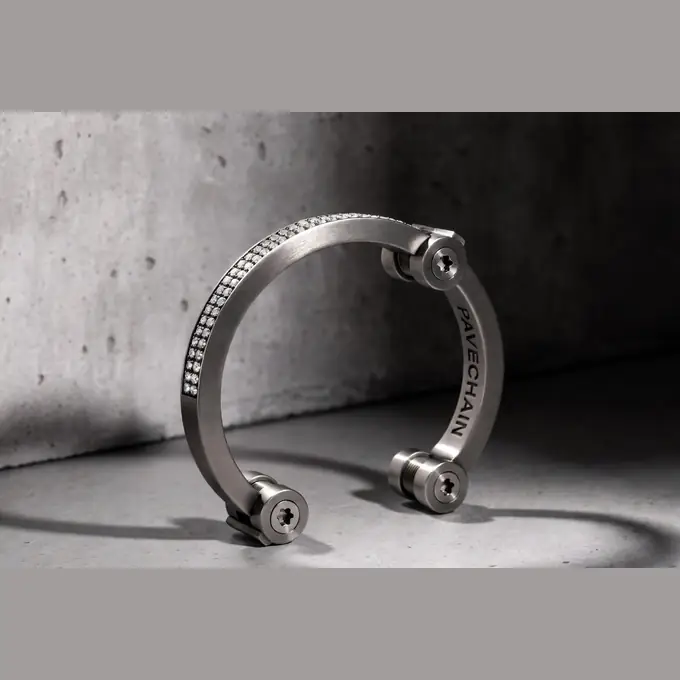 PAVECHAIN® Caliper Forge Industrial Silvatinum™ Silver Men’s Bracelet