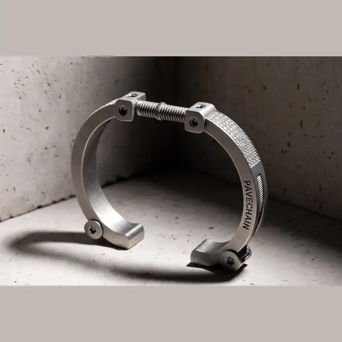 PAVECHAIN® Caliper Mechanism Industrial Silvatinum™ Silver Men’s Bracelet