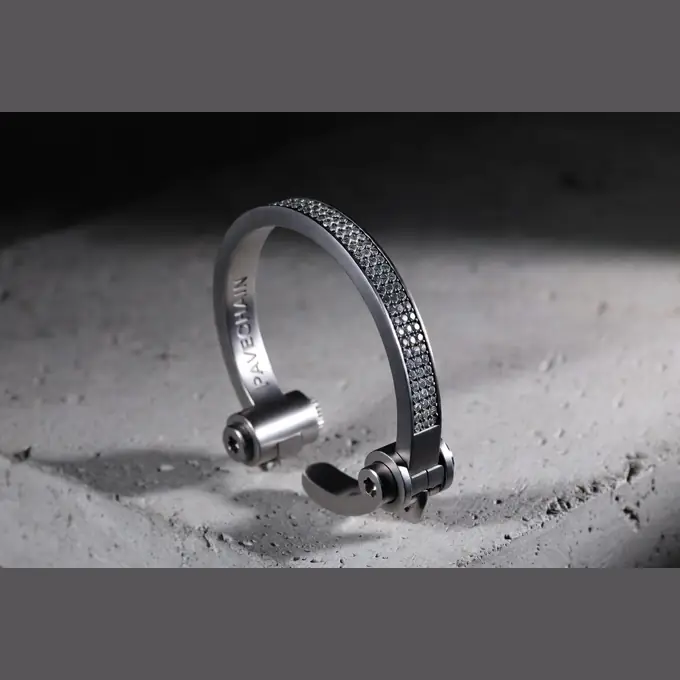 PAVECHAIN® Caliper Shadow Industrial Silvatinum™ Silver Men’s Bracelet