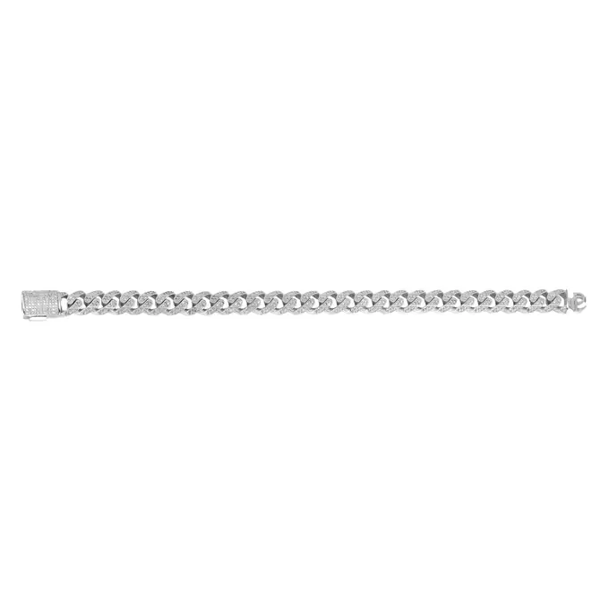 PAVECHAIN® Full Pavé 9mm Silvatinum™ Silver Men’s Bracelet