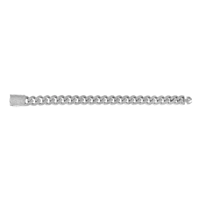 PAVECHAIN® Full Pavé 12mm Silvatinum™ Silver Men’s Bracelet
