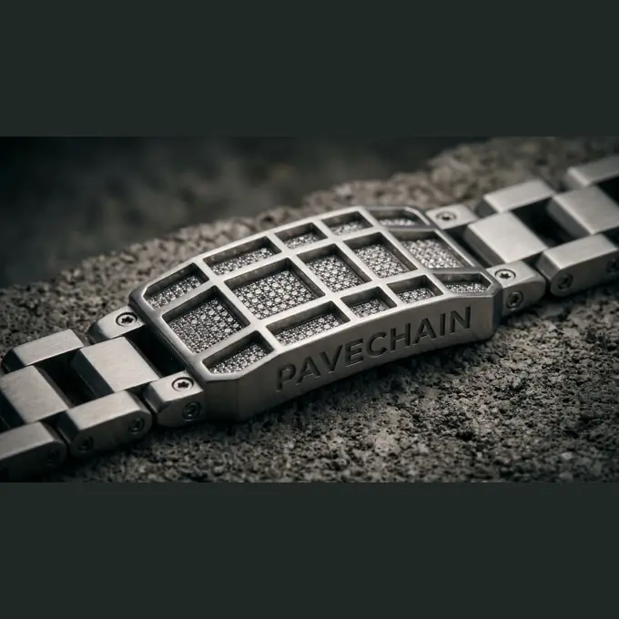 PAVECHAIN® Gridlock Silvatinum™ Silver Men’s Bracelet