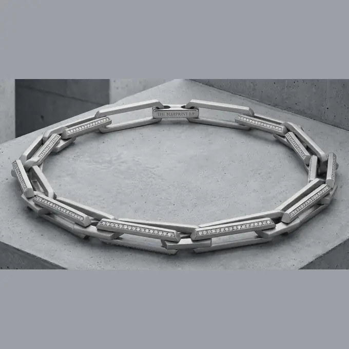 PAVECHAIN® Viaduct Geometric Silvatinum™ Silver Men’s Bracelet