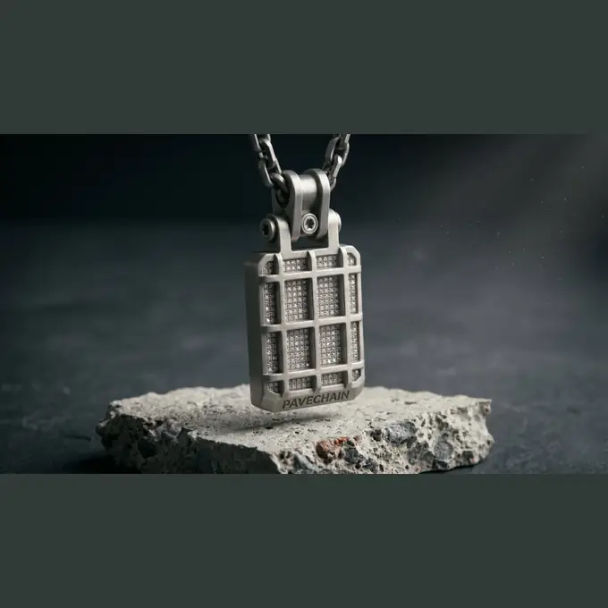 PAVECHAIN® Monolith Cage-Design Silvatinum™ Silver Men’s Pendant