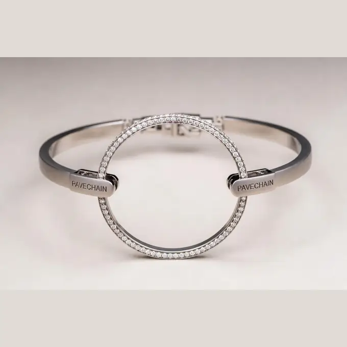 PAVECHAIN® Halo Silvatinum™ Silver Women’s Cuff Bracelet