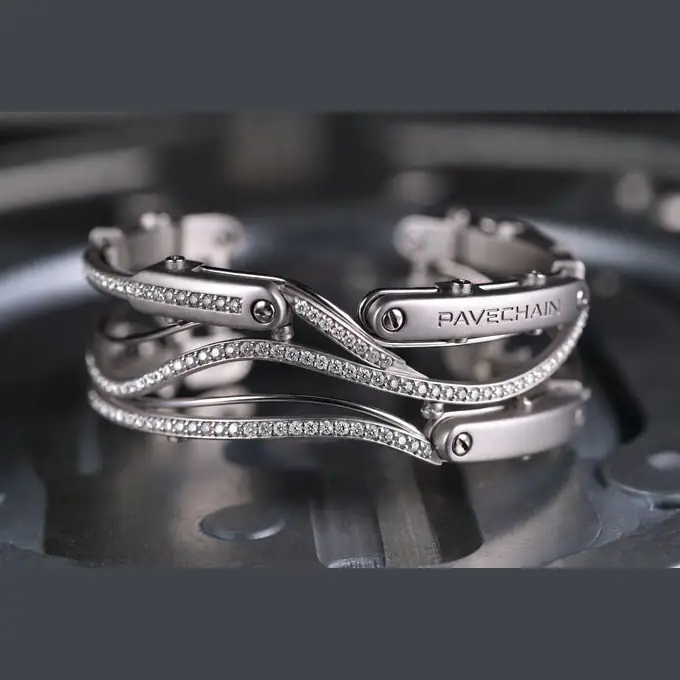 PAVECHAIN® Matrix Silvatinum™ Silver Women’s Cuff Bracelet