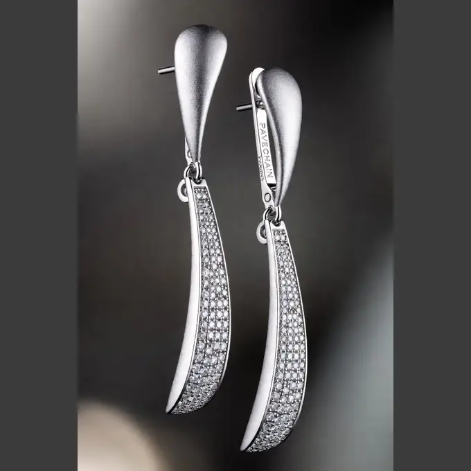 PAVECHAIN® Drop Silvatinum™ Silver Women’s Drop Earrings