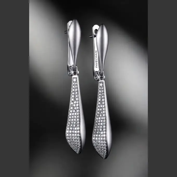 PAVECHAIN® Drop Luxe Silvatinum™ Silver Women’s Drop Earrings