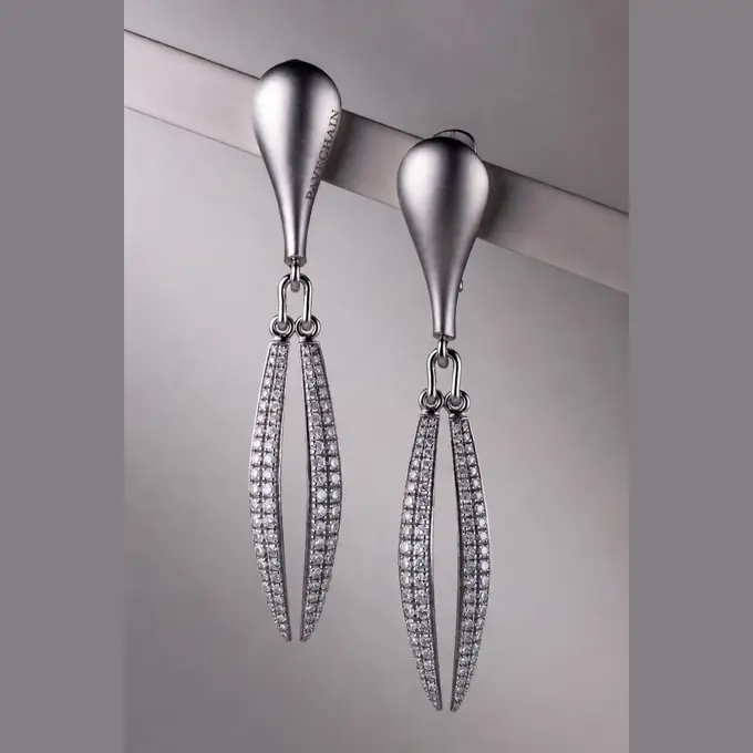 PAVECHAIN® Dual Drop Silvatinum™ Silver Women’s Drop Earrings