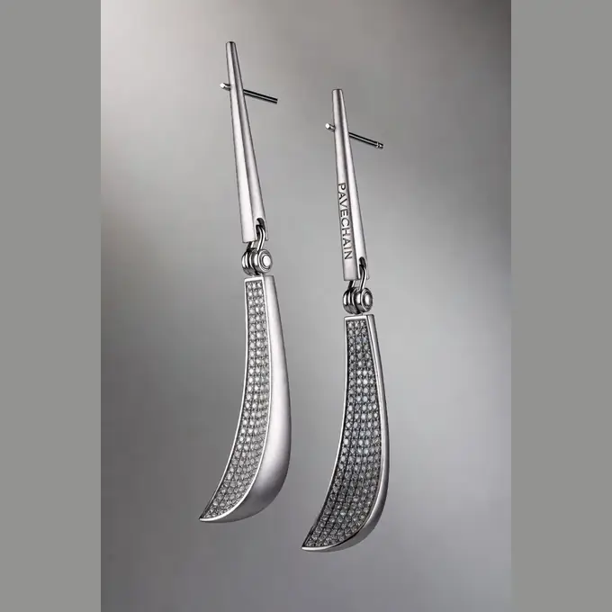 PAVECHAIN® Taper Silvatinum™ Silver Women’s Drop Earrings
