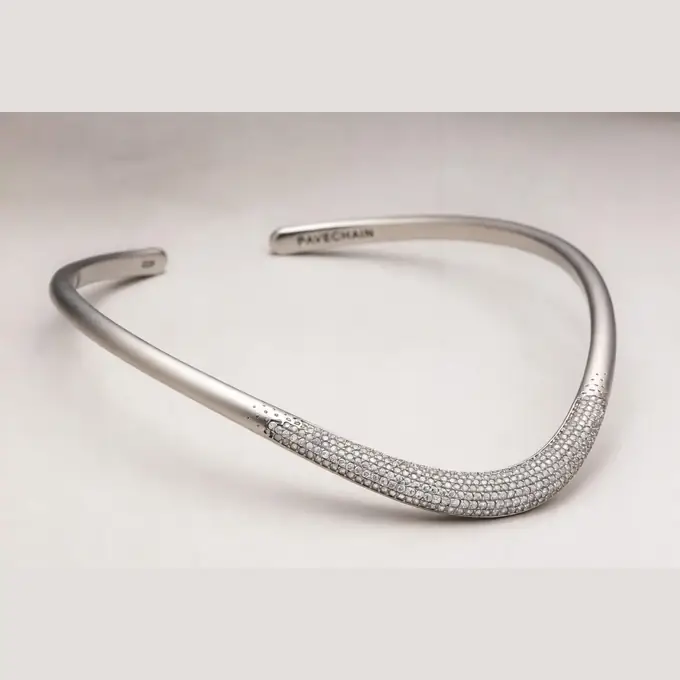 PAVECHAIN® Eclipse Silvatinum™ Silver Women’s Choker Necklace