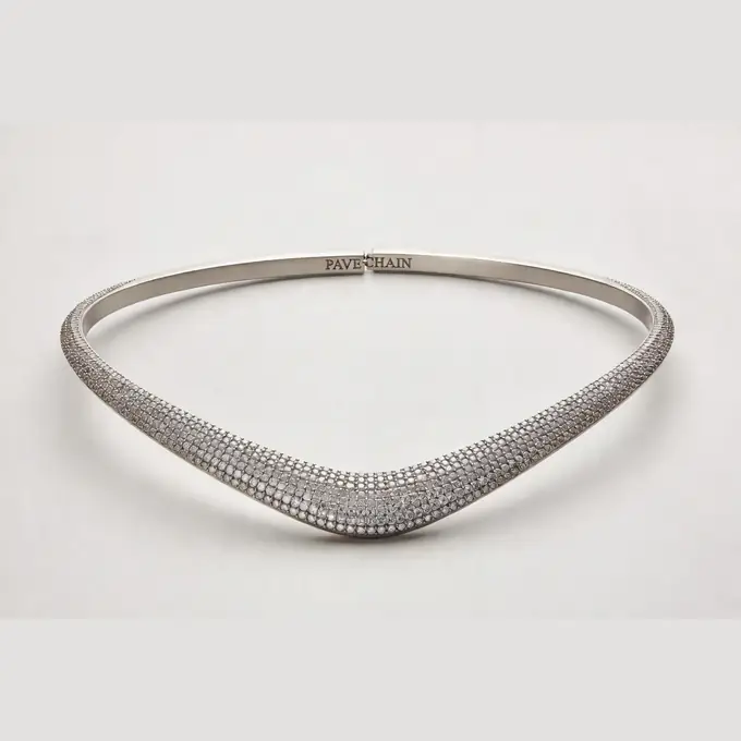PAVECHAIN® Lumina Silvatinum™ Silver Women’s Choker Necklace