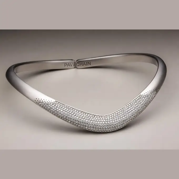 PAVECHAIN® Vortex Silvatinum™ Silver Women’s Choker Necklace