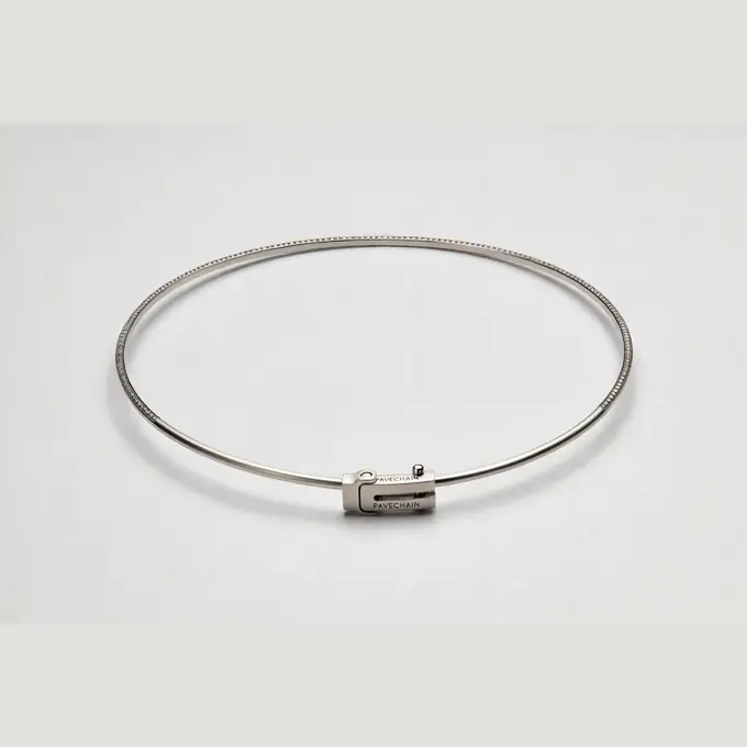 PAVECHAIN® Filament Aura Silvatinum™ Silver Women’s Choker Necklace