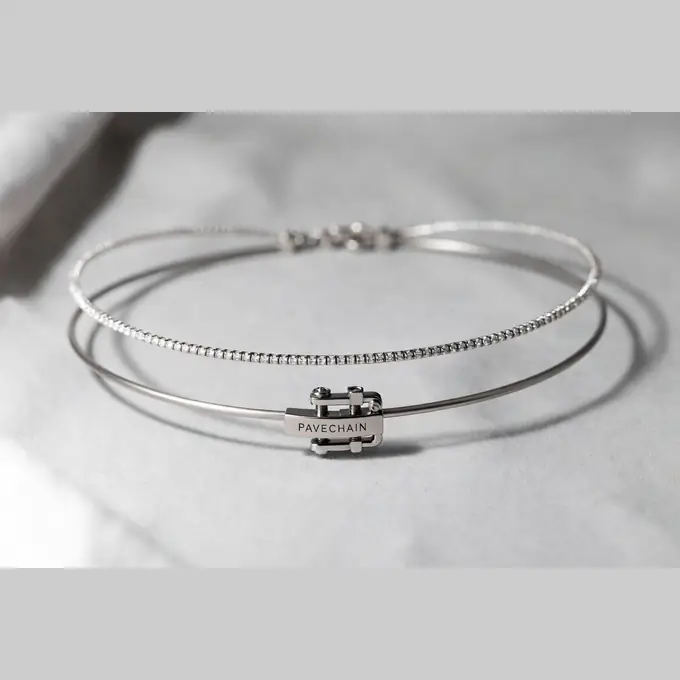 PAVECHAIN® Filament Dual Silvatinum™ Silver Women’s Choker Necklace