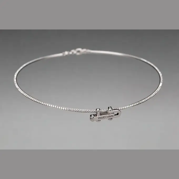 PAVECHAIN® Filament Gleam Silvatinum™ Silver Women’s Choker Necklace