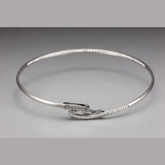 PAVECHAIN® Filament Grace Silvatinum™ Silver Women’s Choker Necklace