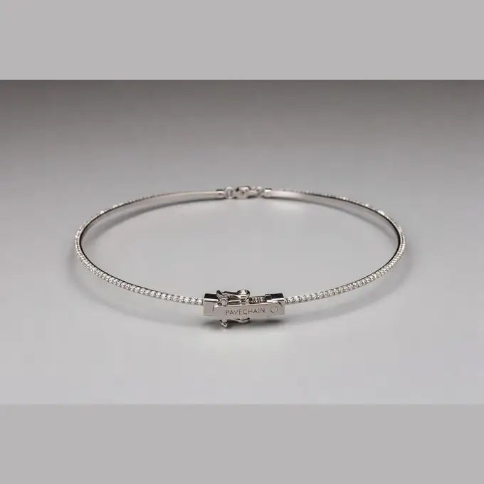 PAVECHAIN® Filament Sheen Silvatinum™ Silver Women’s Choker Necklace
