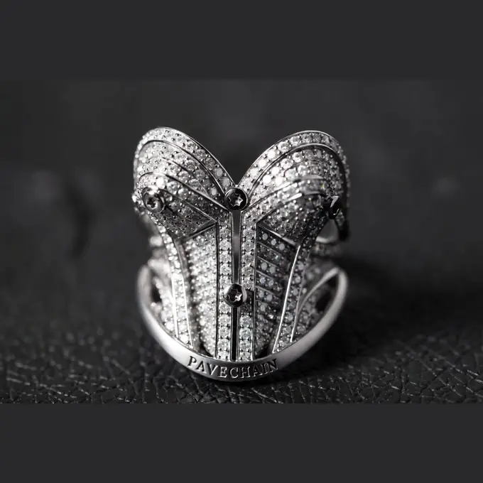 PAVECHAIN® Corset Empress Silvatinum™ Silver Women’s Ring