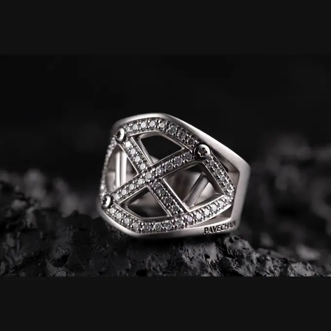 PAVECHAIN® Corset Sovereign Silvatinum™ Silver Women’s Ring
