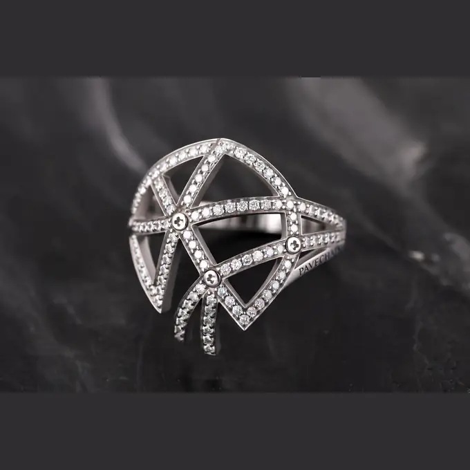 PAVECHAIN® Corset Starlight Silvatinum™ Silver Women’s Ring